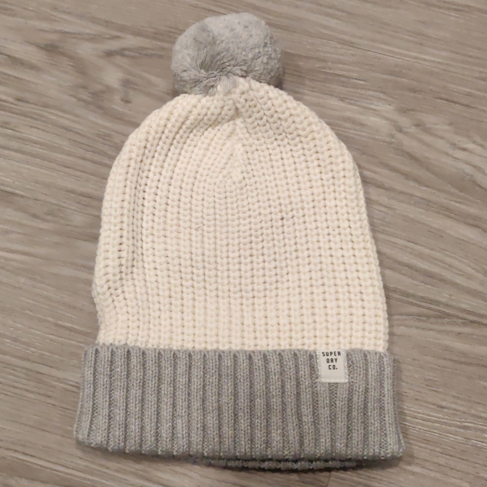 Superdry Color Block Beanie Cream & Grey